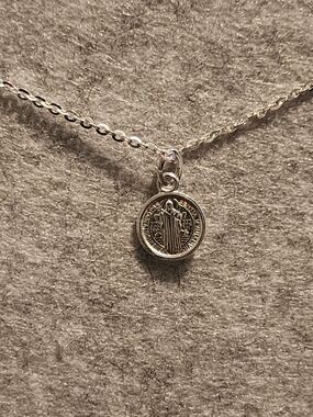 925 Sterling Silver St. Benedict Medal Pendant Necklace - Silver